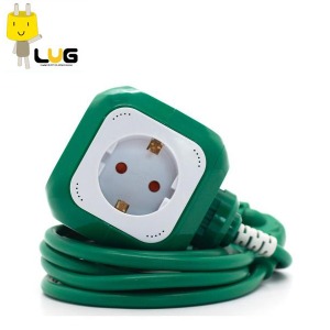 LUG 러그 큐브박스 USB 겸용 백/녹 3구 1.4m 1.0SQ  멀티코드 멀티탭 캠핑용릴