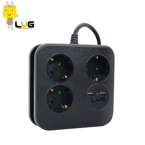 LUG 러그 큐브박스 USB 겸용 흑색 3구 1.4m 1.0SQ  멀티코드 멀티탭 캠핑용릴